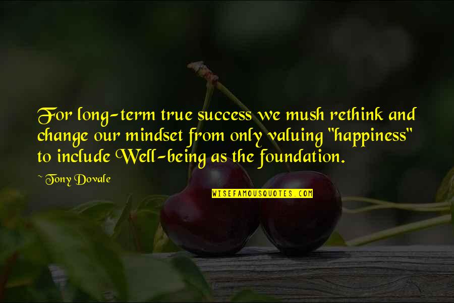 Mindset For Success Quotes By Tony Dovale: For long-term true success we mush rethink and