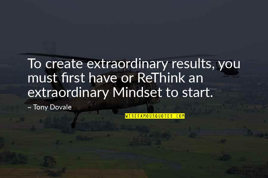Mindset On Success Quotes By Tony Dovale: To create extraordinary results, you must first have