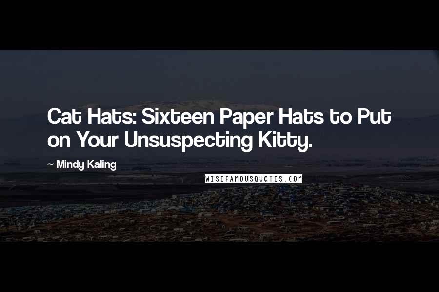 Mindy Kaling quotes: Cat Hats: Sixteen Paper Hats to Put on Your Unsuspecting Kitty.