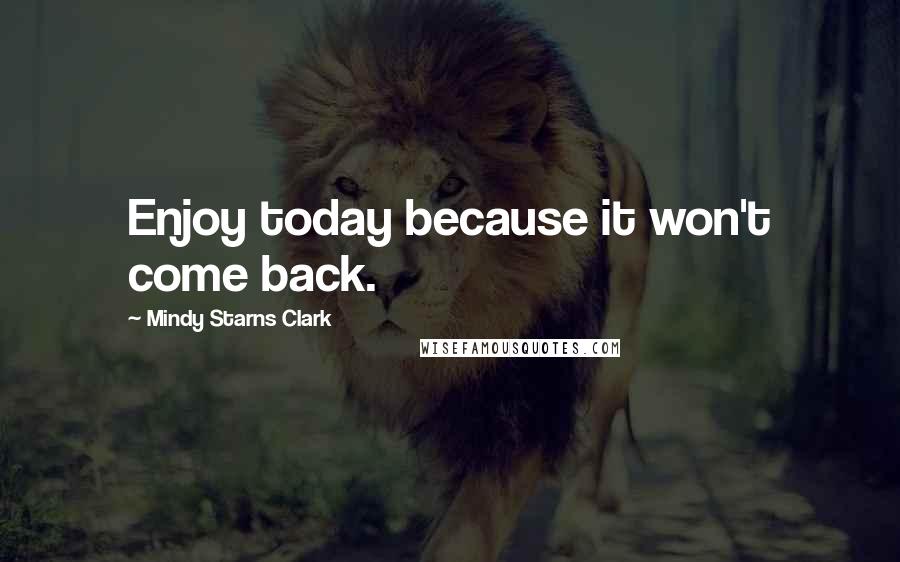 Mindy Starns Clark quotes: Enjoy today because it won't come back.