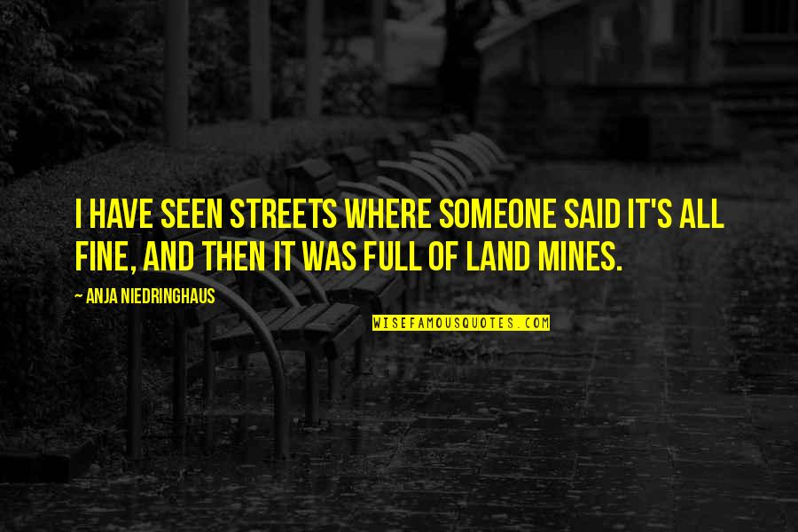 Mines Quotes By Anja Niedringhaus: I have seen streets where someone said it's