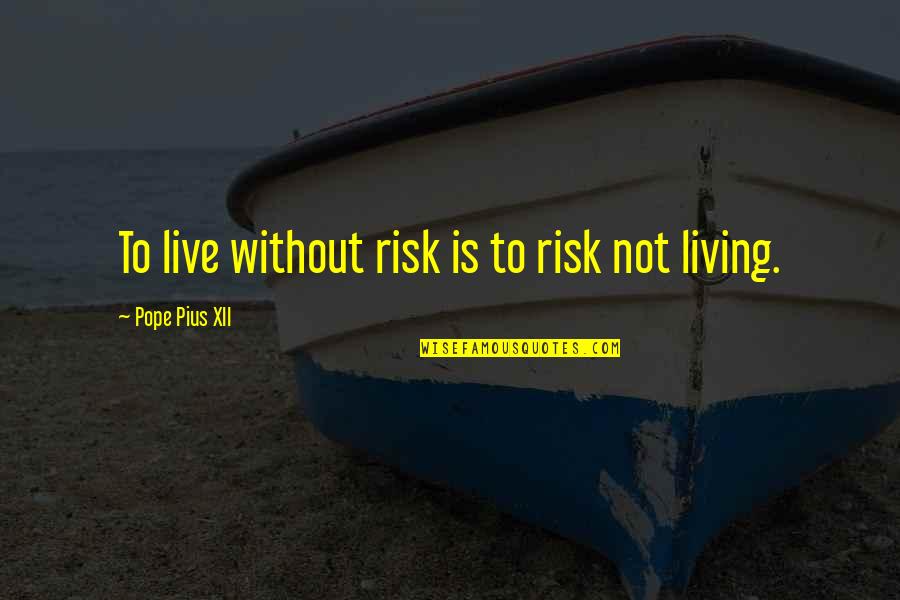Mineta Men Quotes By Pope Pius XII: To live without risk is to risk not Mineta Men Quotes By Pope Pius XII: To live without risk is to risk not