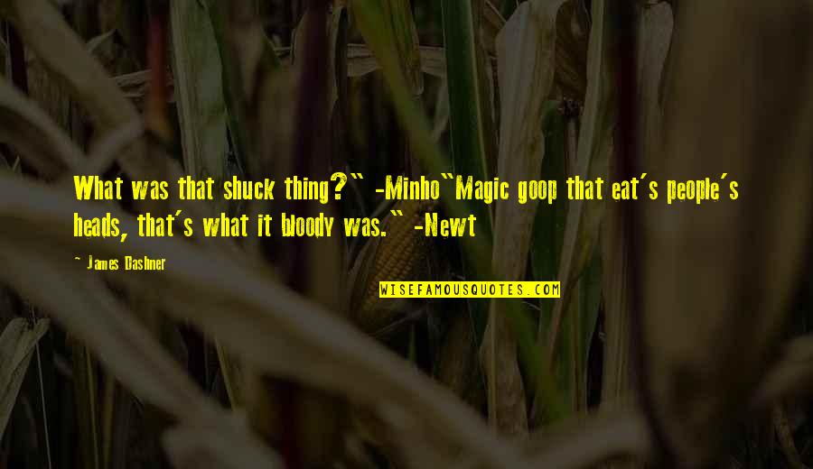 Minho And Newt Quotes By James Dashner: What was that shuck thing?" -Minho"Magic goop that