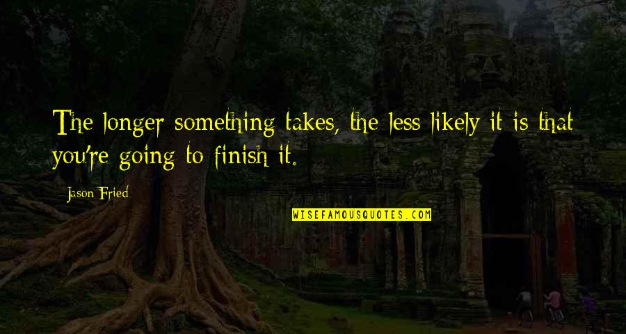 Miniaturized Happy Quotes By Jason Fried: The longer something takes, the less likely it