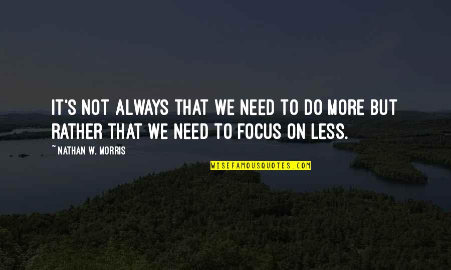 Minimalism Quotes By Nathan W. Morris: It's not always that we need to do