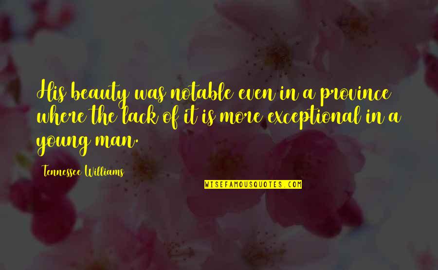 Minimalist Architecture Quotes By Tennessee Williams: His beauty was notable even in a province Minimalist Architecture Quotes By Tennessee Williams: His beauty was notable even in a province