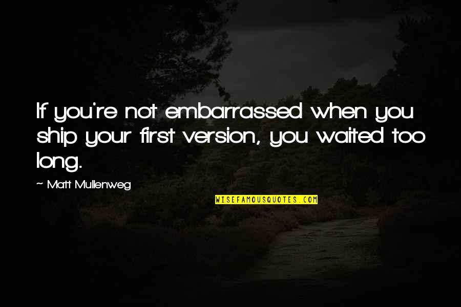 Minimalist Photography Quotes By Matt Mullenweg: If you're not embarrassed when you ship your