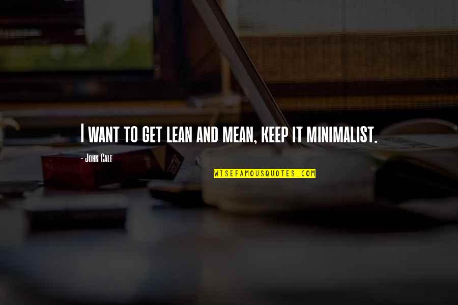 Minimalist Quotes By John Cale: I want to get lean and mean, keep