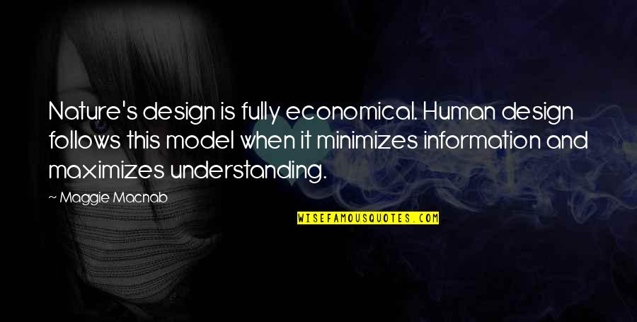 Minimizes Quotes By Maggie Macnab: Nature's design is fully economical. Human design follows