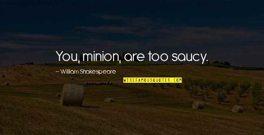 Minion Quotes By William Shakespeare: You, minion, are too saucy.
