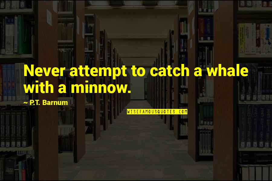 Minnows Quotes By P.T. Barnum: Never attempt to catch a whale with a
