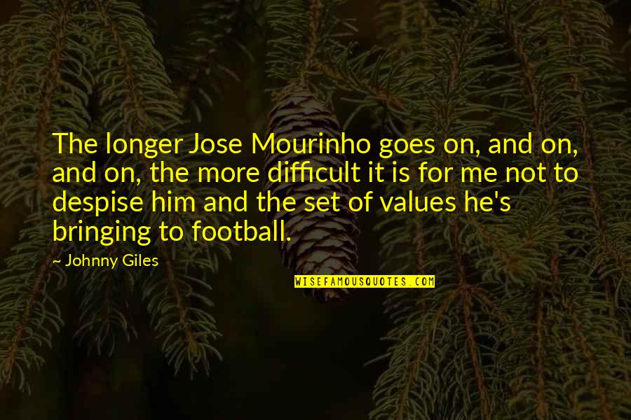 Minoff And Chapman Quotes By Johnny Giles: The longer Jose Mourinho goes on, and on,
