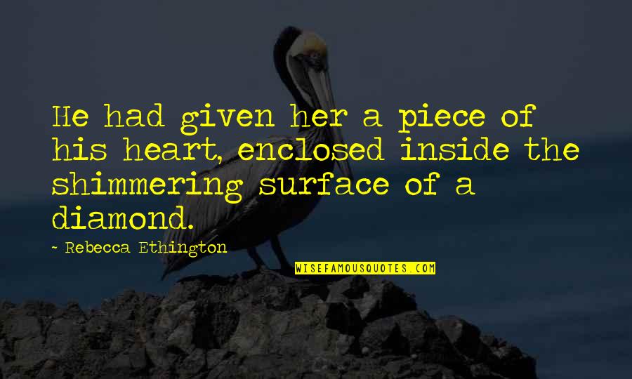 Minolira Quotes By Rebecca Ethington: He had given her a piece of his Minolira Quotes By Rebecca Ethington: He had given her a piece of his