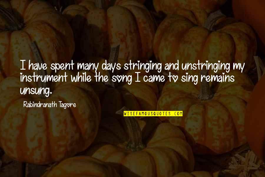Minor Parties Quotes By Rabindranath Tagore: I have spent many days stringing and unstringing