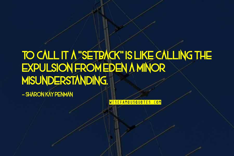Minor Setback Quotes By Sharon Kay Penman: To call it a "setback" is like calling