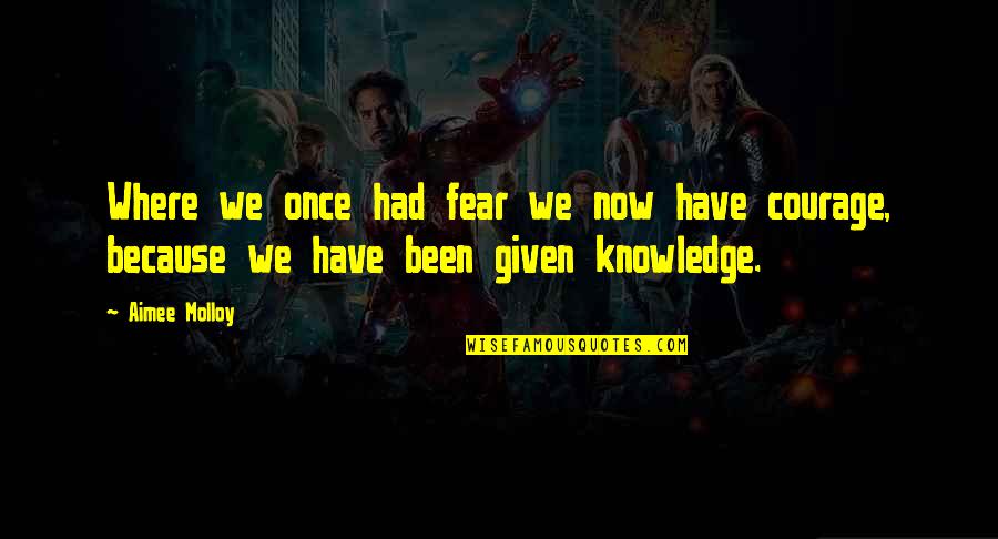 Minorin Quotes By Aimee Molloy: Where we once had fear we now have