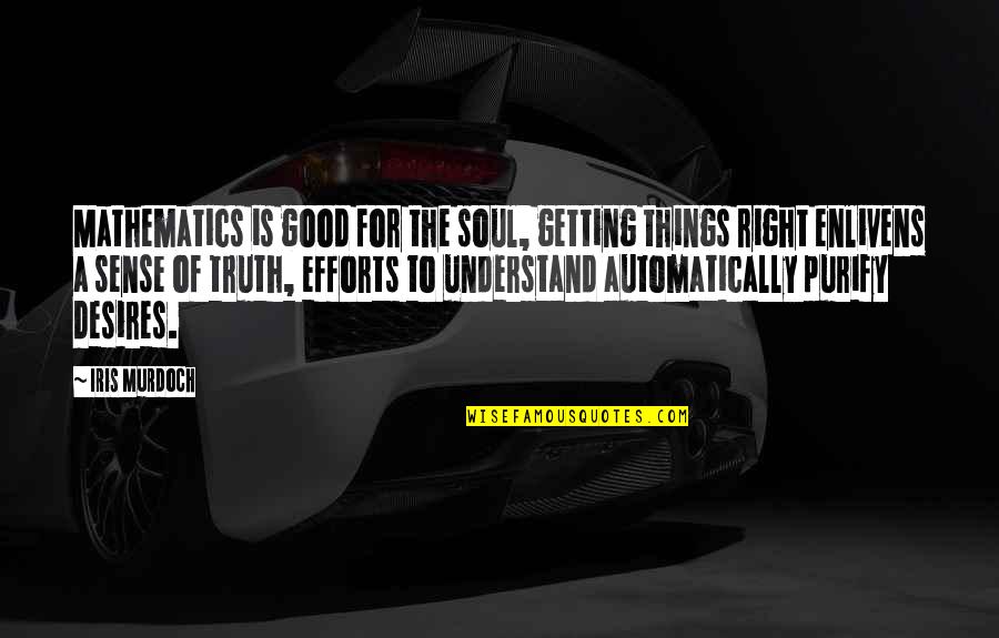 Minorista Que Quotes By Iris Murdoch: Mathematics is good for the soul, getting things