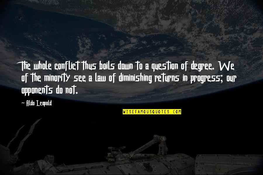 Minority Quotes By Aldo Leopold: The whole conflict thus boils down to a Minority Quotes By Aldo Leopold: The whole conflict thus boils down to a
