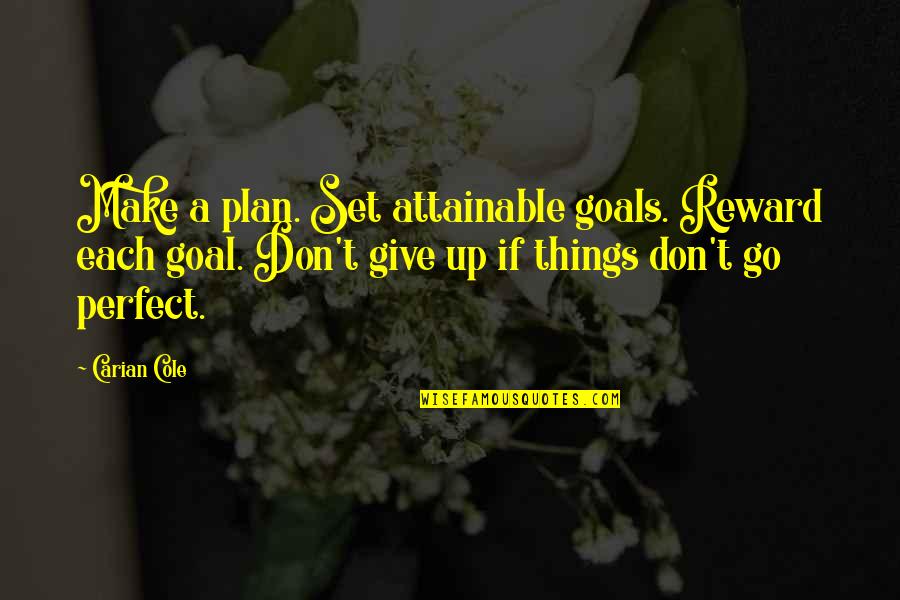 Minow Vast Quotes By Carian Cole: Make a plan. Set attainable goals. Reward each
