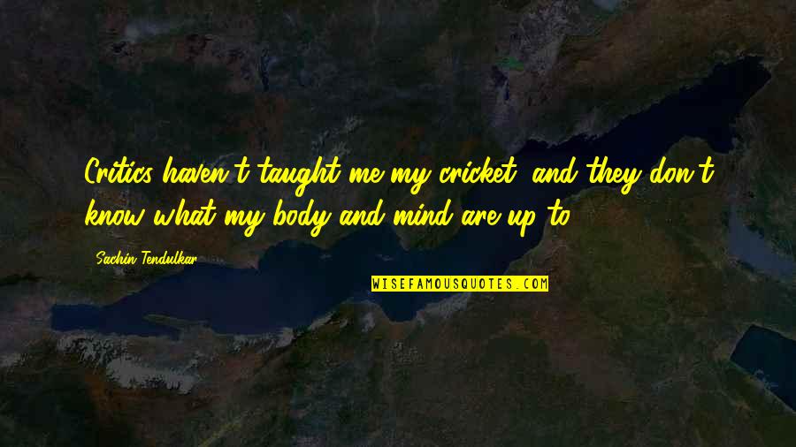 Minsan Ang Quotes By Sachin Tendulkar: Critics haven't taught me my cricket, and they Minsan Ang Quotes By Sachin Tendulkar: Critics haven't taught me my cricket, and they