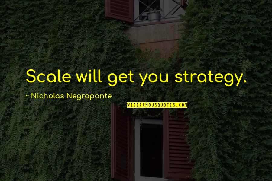 Minutest Quotes By Nicholas Negroponte: Scale will get you strategy.