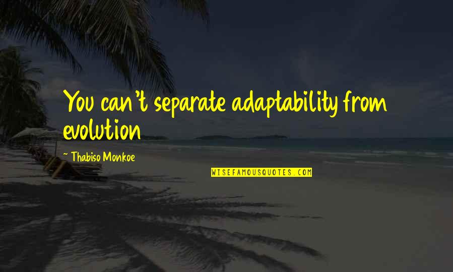 Miracle Equation Quotes By Thabiso Monkoe: You can't separate adaptability from evolution Miracle Equation Quotes By Thabiso Monkoe: You can't separate adaptability from evolution