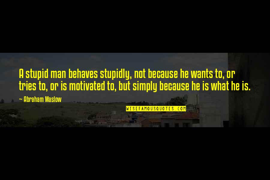 Miracle Workers Season 2 Quotes By Abraham Maslow: A stupid man behaves stupidly, not because he