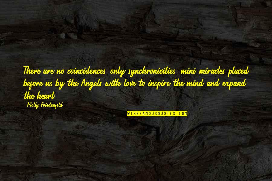 Miracles And Angels Quotes By Molly Friedenfeld: There are no coincidences, only synchronicities: mini miracles Miracles And Angels Quotes By Molly Friedenfeld: There are no coincidences, only synchronicities: mini miracles