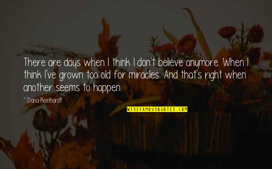 Miracles Happen When You Believe Quotes By Dana Reinhardt: There are days when I think I don't