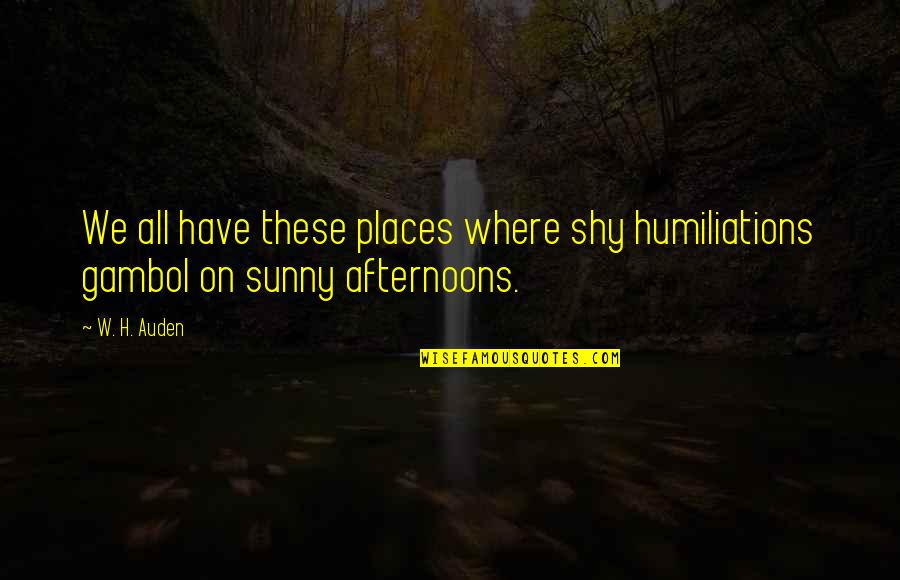 Miraclesnow Quotes By W. H. Auden: We all have these places where shy humiliations