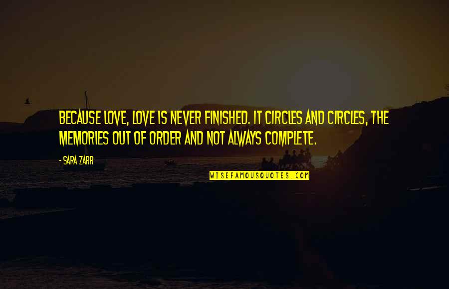 Mirars Cecom Quotes By Sara Zarr: Because love, love is never finished. It circles