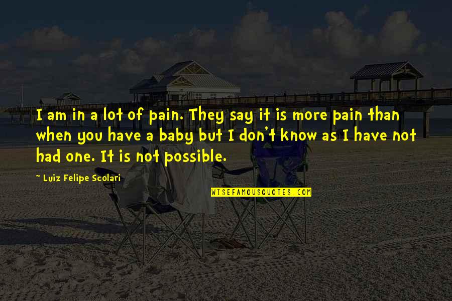 Miravalle Corn Quotes By Luiz Felipe Scolari: I am in a lot of pain. They