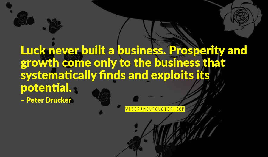 Miriam Adeney Quotes By Peter Drucker: Luck never built a business. Prosperity and growth