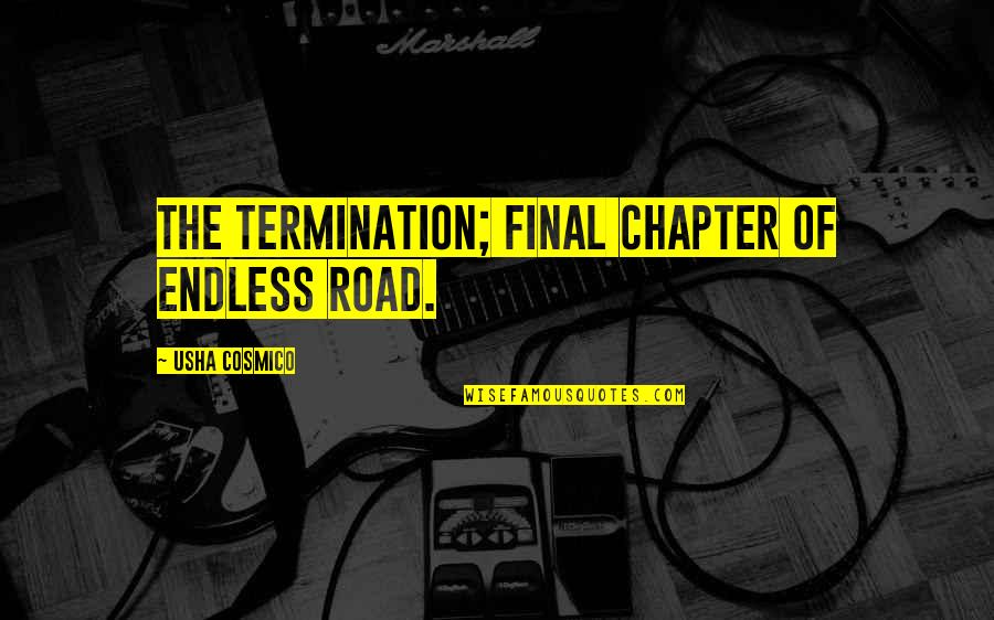 Mirisciottiphoto Quotes By Usha Cosmico: The termination; final chapter of endless road. Mirisciottiphoto Quotes By Usha Cosmico: The termination; final chapter of endless road.