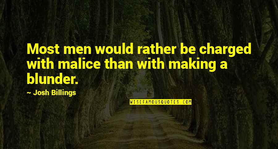 Mirlinda Ndrecka Quotes By Josh Billings: Most men would rather be charged with malice