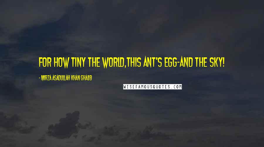 Mirza Asadullah Khan Ghalib quotes: For how tiny the world,This ant's egg-and the sky!
