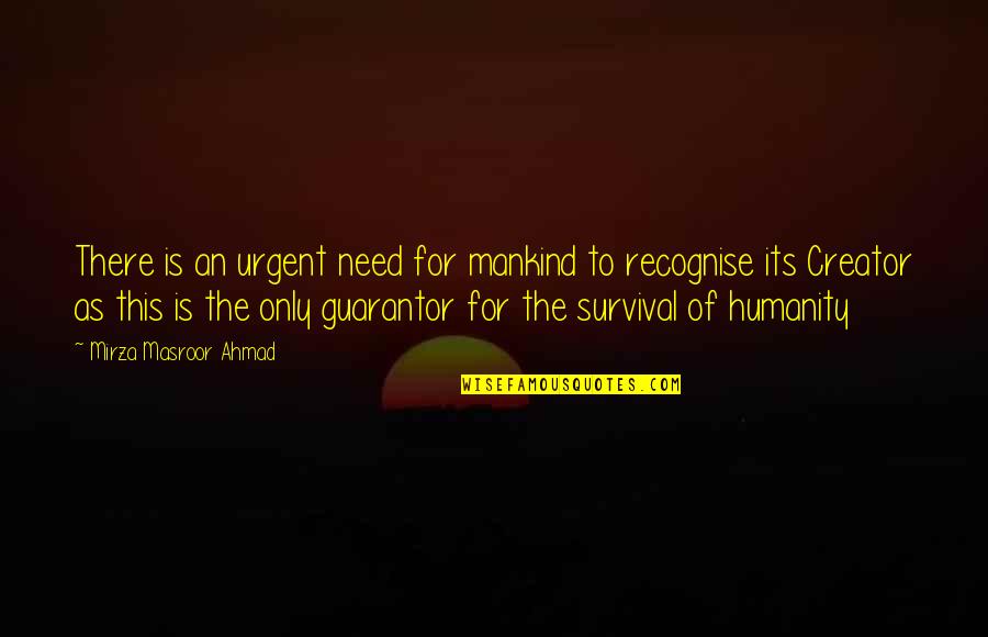 Mirza Masroor Ahmad Quotes By Mirza Masroor Ahmad: There is an urgent need for mankind to