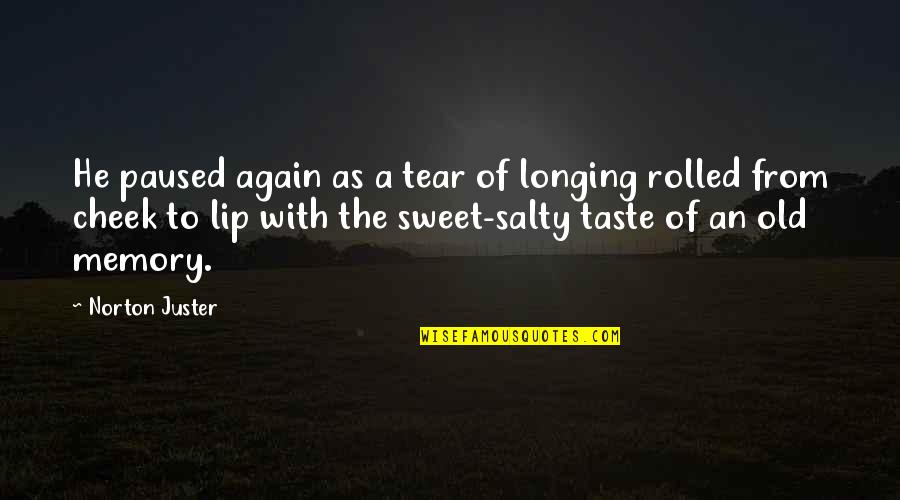 Misael Quotes By Norton Juster: He paused again as a tear of longing Misael Quotes By Norton Juster: He paused again as a tear of longing