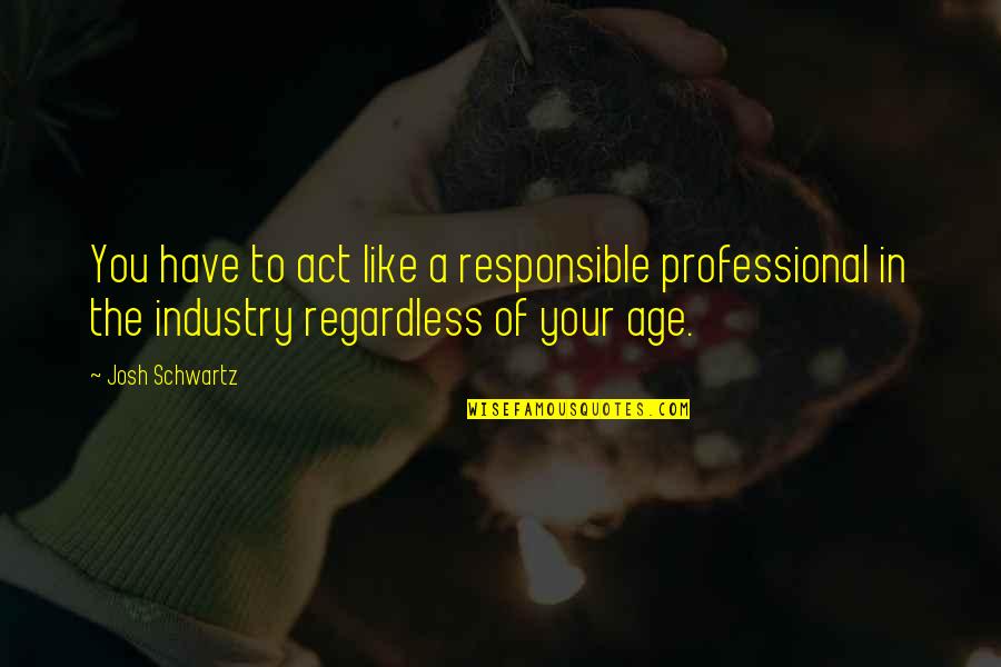 Misappraised Quotes By Josh Schwartz: You have to act like a responsible professional Misappraised Quotes By Josh Schwartz: You have to act like a responsible professional