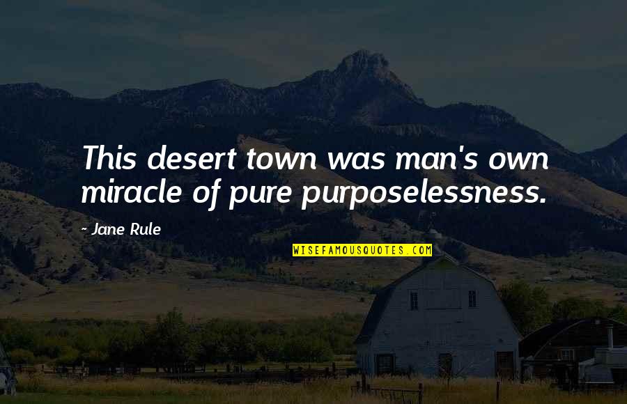 Misbehaves At Chuck Quotes By Jane Rule: This desert town was man's own miracle of