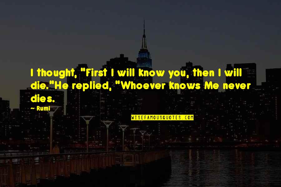 Miscavige Wife Quotes By Rumi: I thought, "First I will know you, then