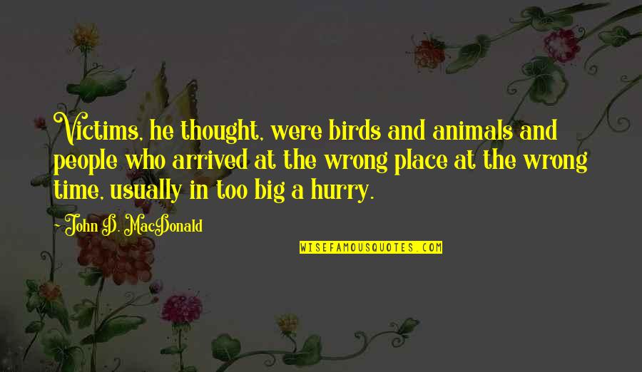 Miseducated Refugee Quotes By John D. MacDonald: Victims, he thought, were birds and animals and
