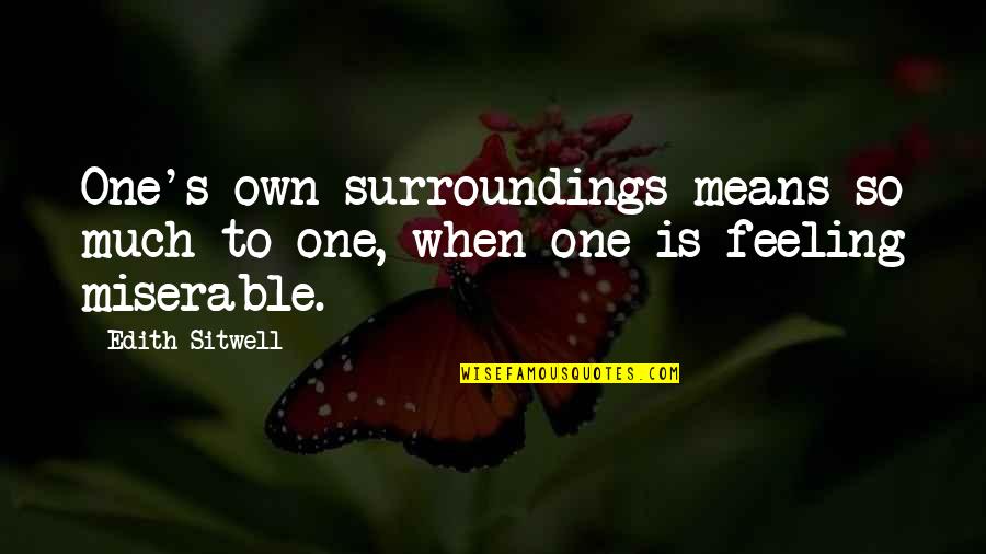 Miserable Feelings Quotes By Edith Sitwell: One's own surroundings means so much to one,