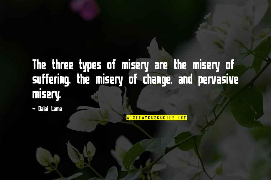 Misery And Suffering Quotes By Dalai Lama: The three types of misery are the misery