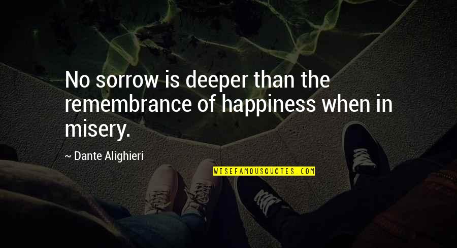 Misery And Suffering Quotes By Dante Alighieri: No sorrow is deeper than the remembrance of