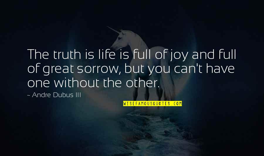 Misery Loves Company Picture Quotes By Andre Dubus III: The truth is life is full of joy