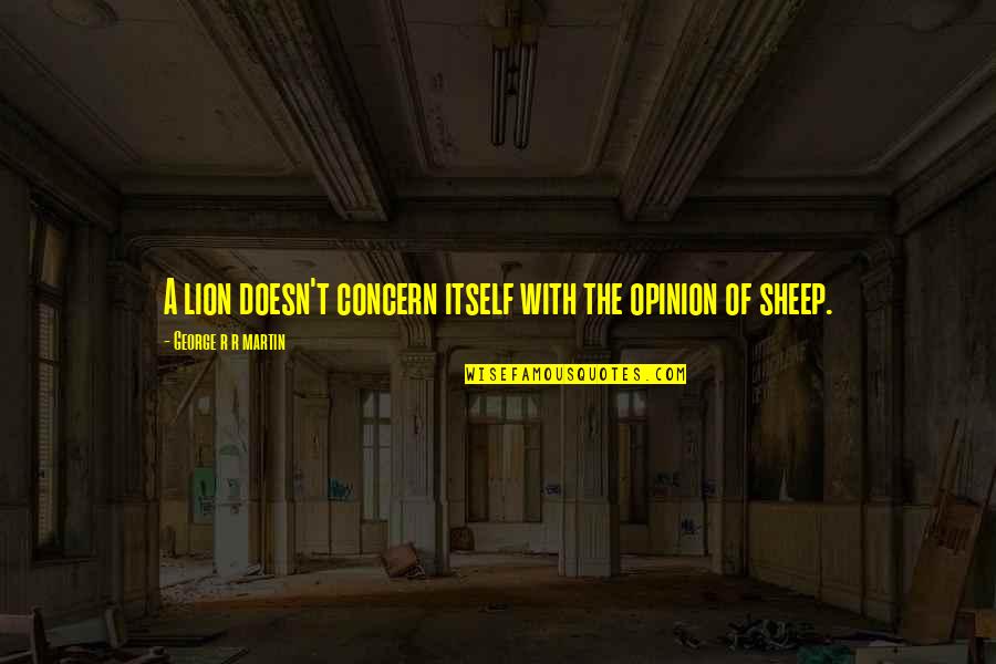 Misfortune Of Others Quotes By George R R Martin: A lion doesn't concern itself with the opinion