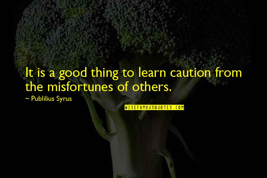 Misfortunes Of Others Quotes By Publilius Syrus: It is a good thing to learn caution