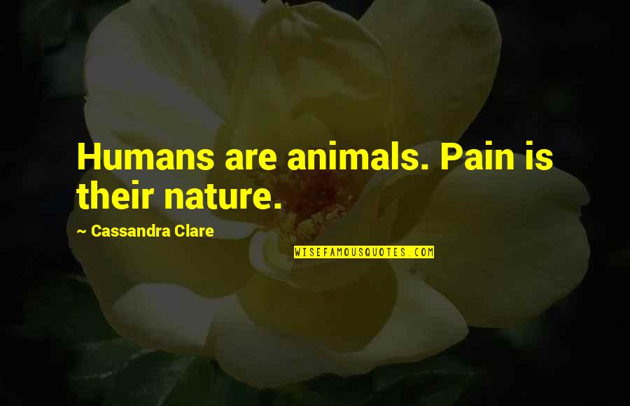 Misintrrpretation Quotes By Cassandra Clare: Humans are animals. Pain is their nature. Misintrrpretation Quotes By Cassandra Clare: Humans are animals. Pain is their nature.