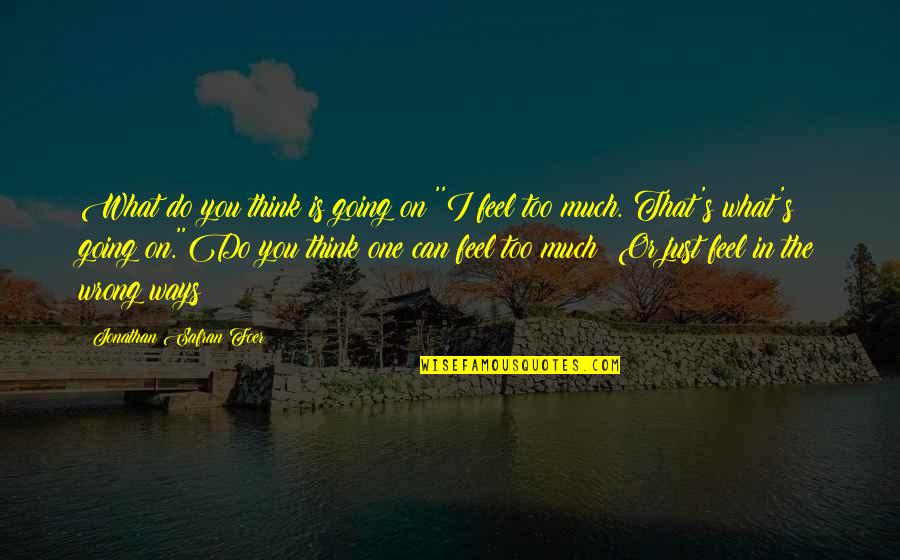 Misleader Svu Quotes By Jonathan Safran Foer: What do you think is going on?''I feel